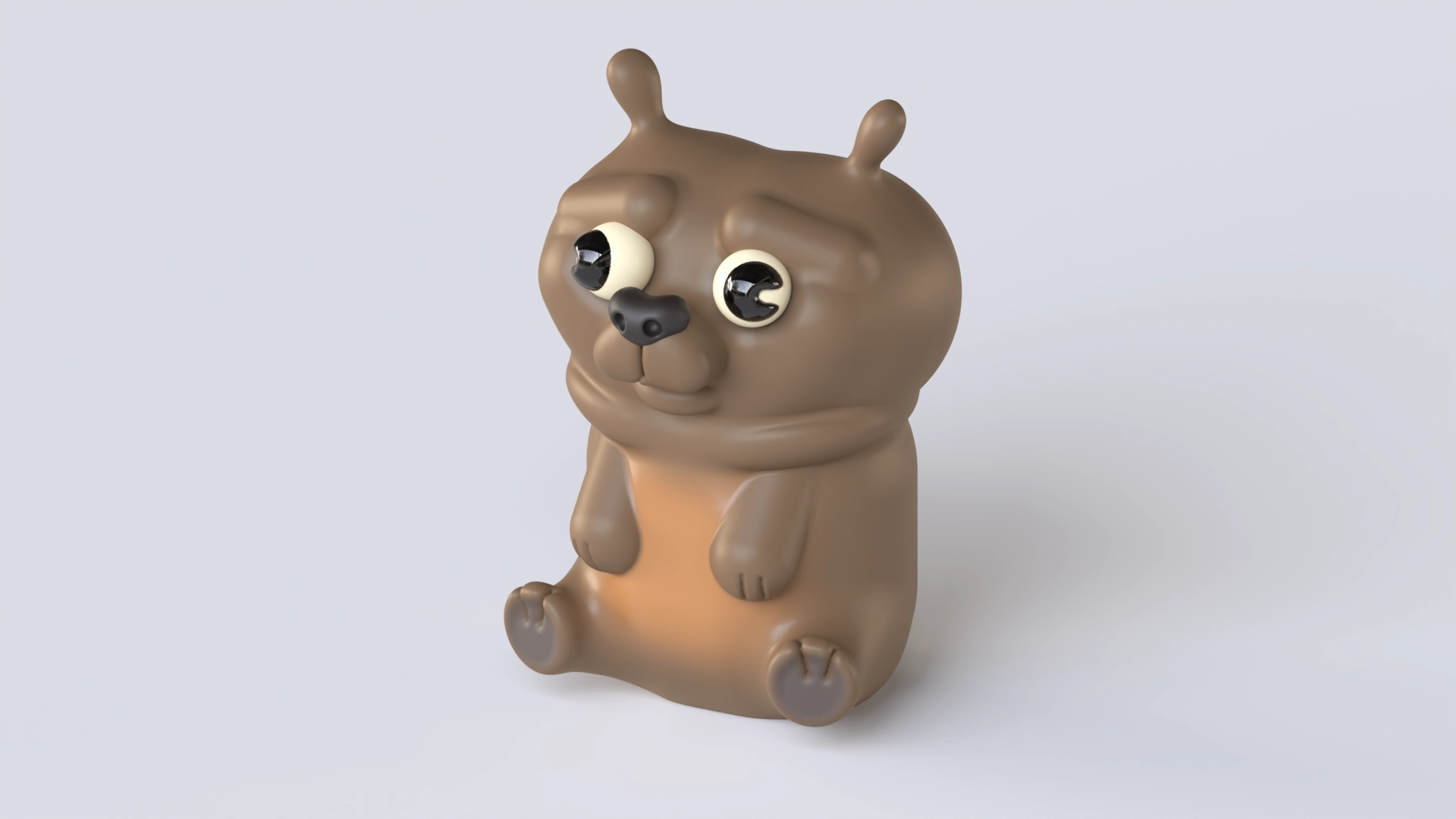 A colorful character asset of a bear 3D modeled and designed in Womp
