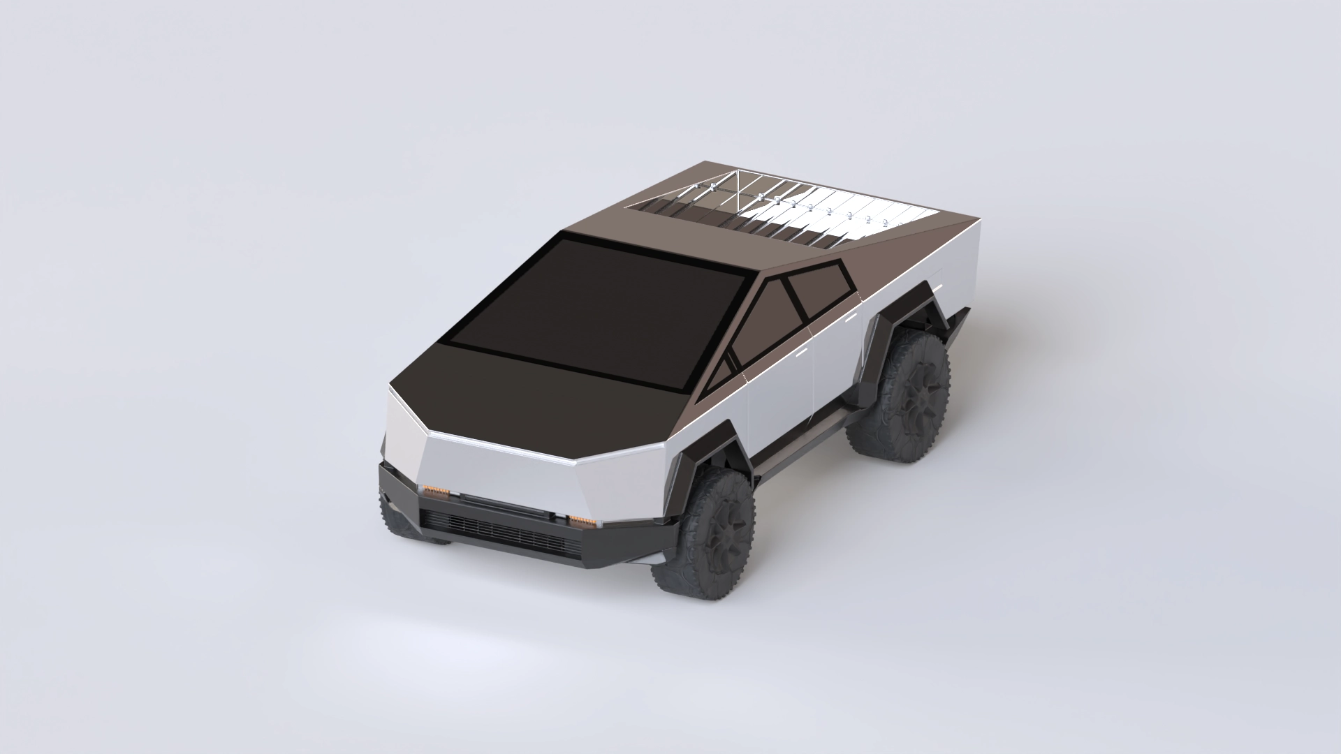 A 3D Cybertruck asset scene built using Womp’s browser-based modeling tools