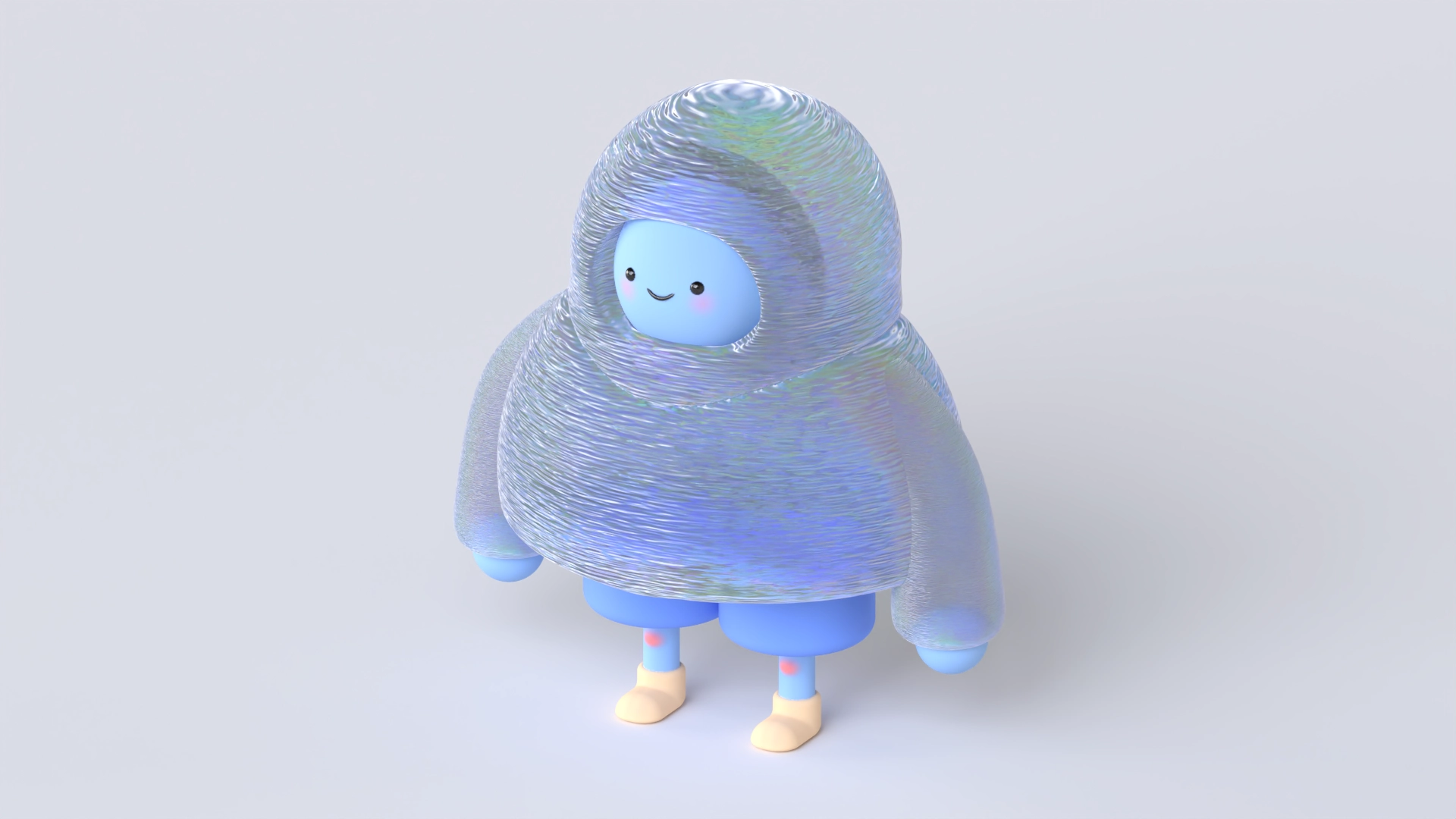 A stylized cartoon avatar being built with Womp’s intuitive 3D modeling interface
