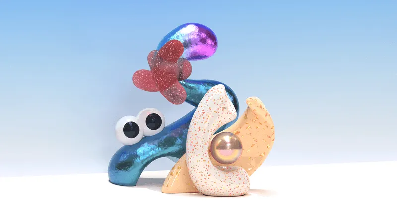 A creative 3D modeling scene designed using Womp's browser-based tools